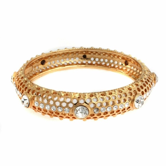 IMAN Global Chic Gold & Crystal Bangle Bracelet - Sz LG NWOT - Stunning Bracelet - Picture 8 of 12